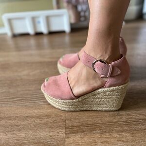 Marc Fisher Pink Suede Wedge Sandals